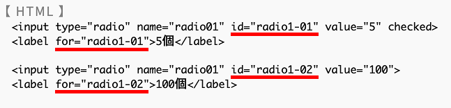 labelタグid・for使用したイメージ